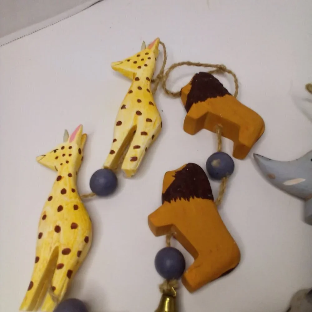 Vintage Wood Noah's Ark Decor Lot Bible Animals Hanging Figures